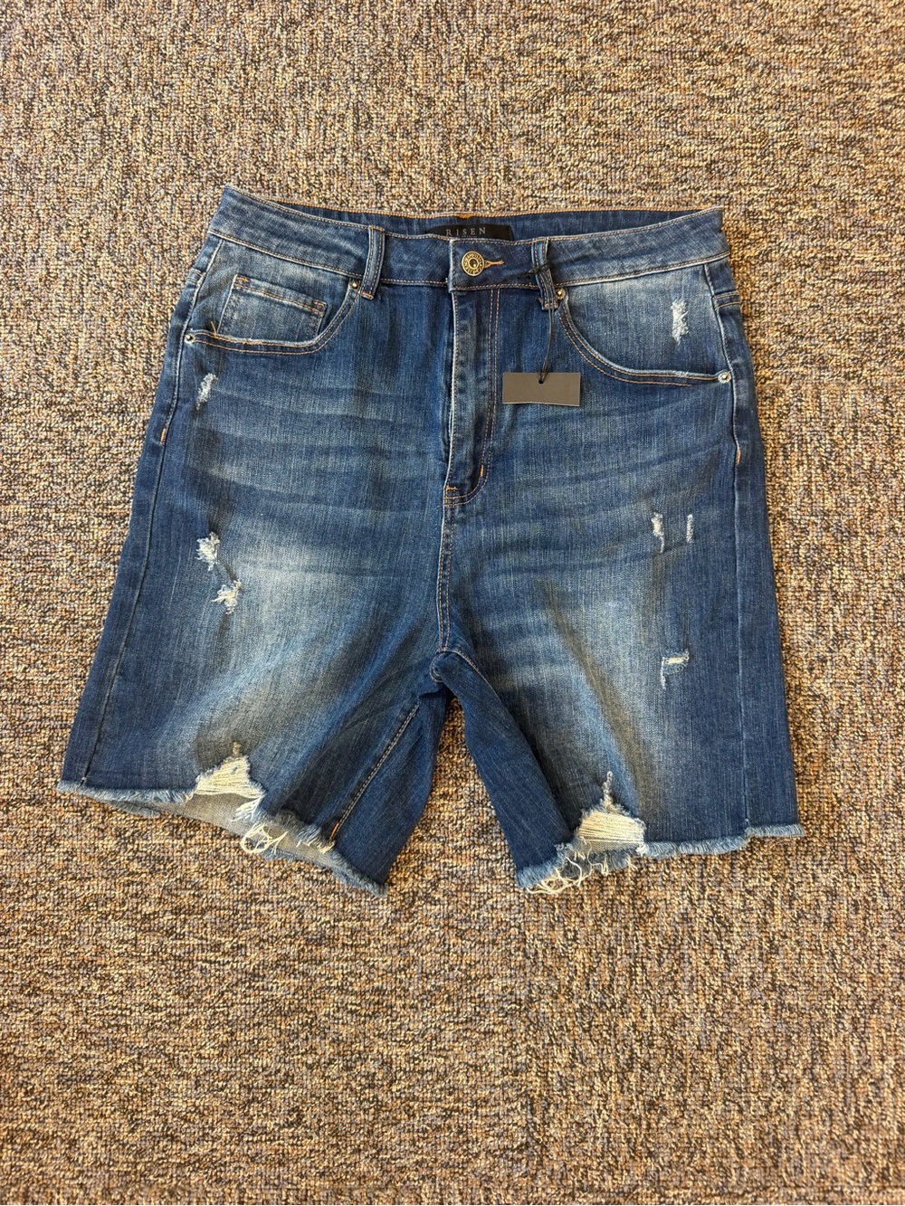 Risen Women's Distressed Denim Bermuda Shorts - Blue NWT Size 1X